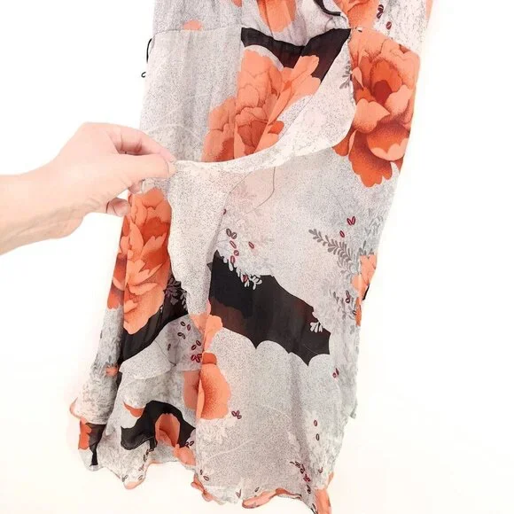 Moulinette Soeurs Anthropologie 100% Silk Dress Sheer Ruffle Floral Size 6 - Picture 12 of 14